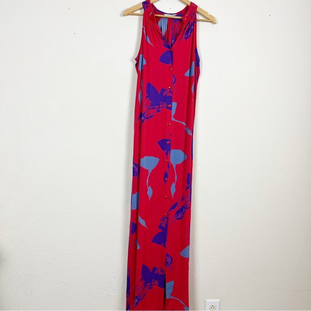 Tucker Floral Button Front Sleeveless Maxi Dress Size Large
